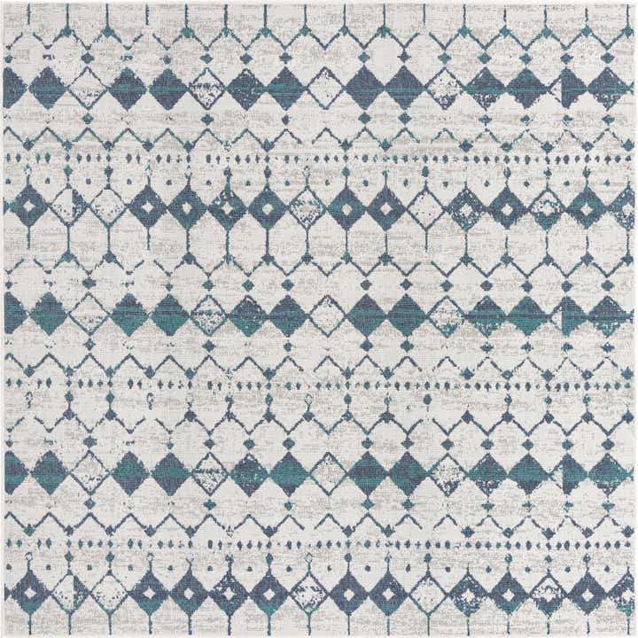 7' 10 x 7' 10 Easy-Clean Trellis Indoor / Outdoor Square Rug