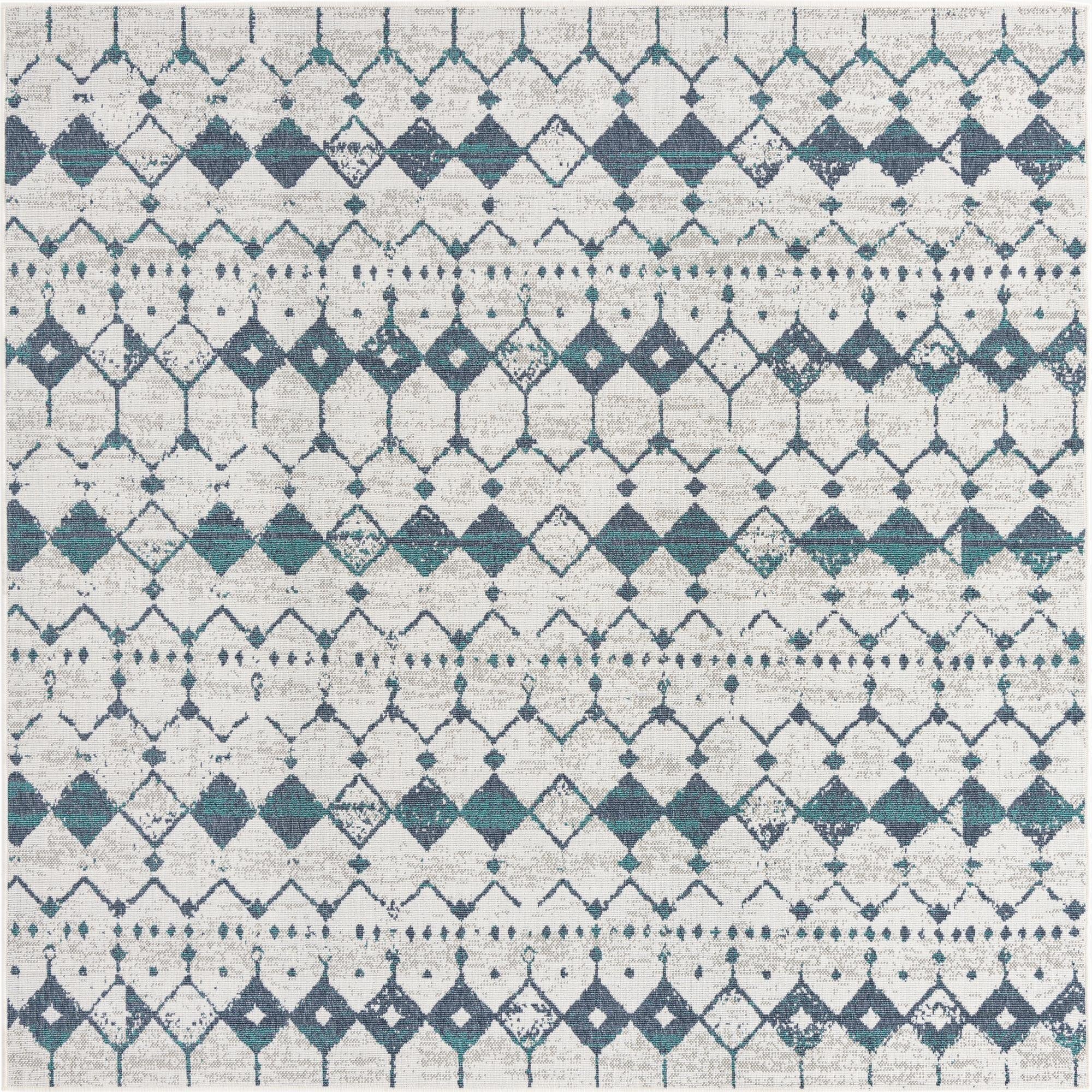 7' 10 x 7' 10  Washable Trellis Indoor / Outdoor Square Rug