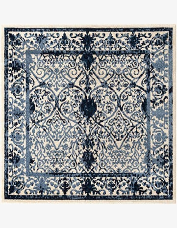 Ivory and Blue Vista Square Rug