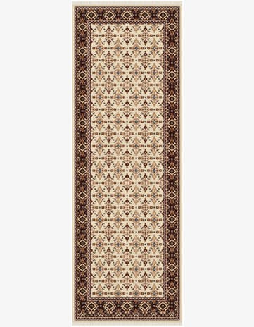 Ivory and Burgundy Nain Design Runner Rug