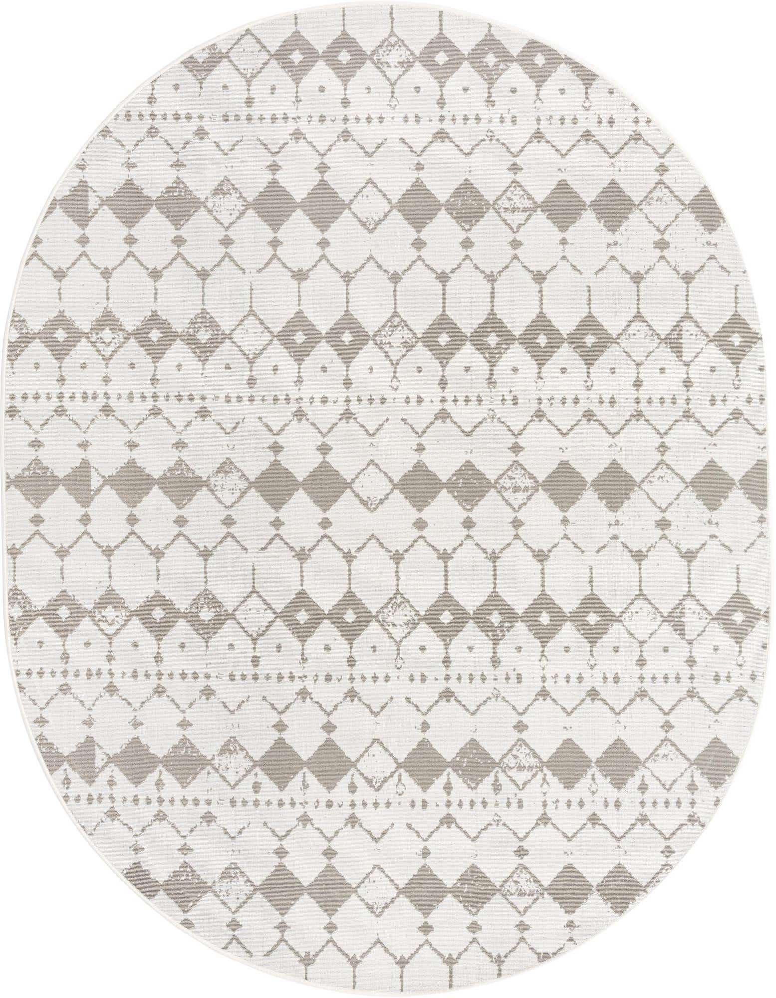 7' 10 x 10' Easy-Clean Trellis Indoor / Outdoor Oval Rug