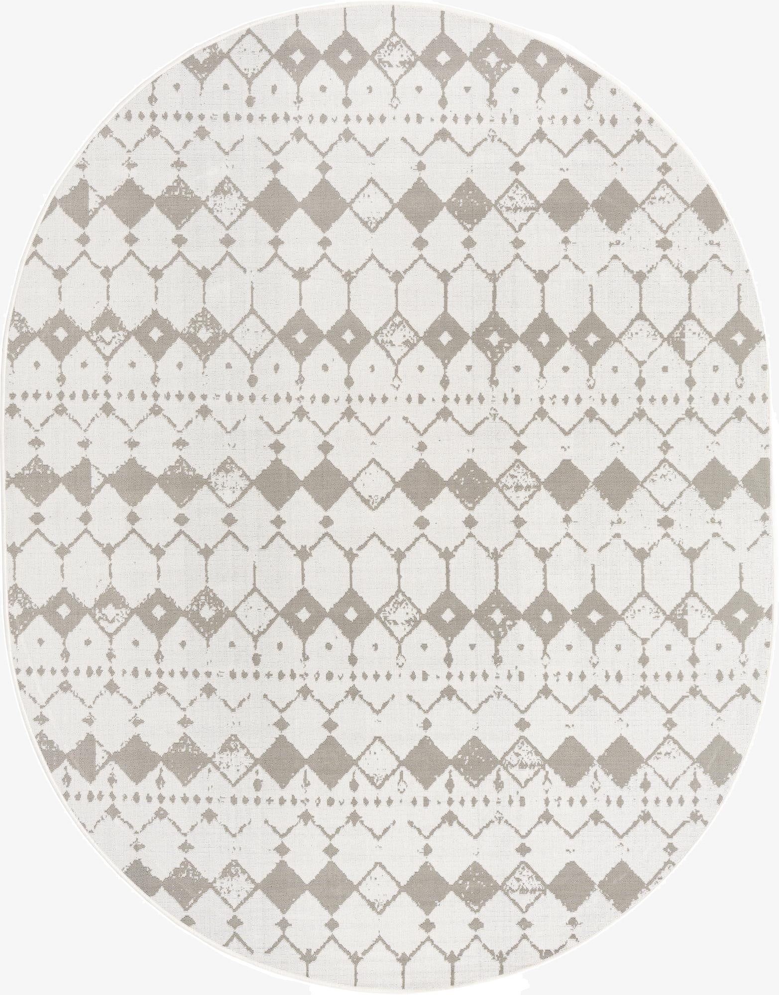 7' 10 x 10'  Washable Trellis Indoor / Outdoor Oval Rug