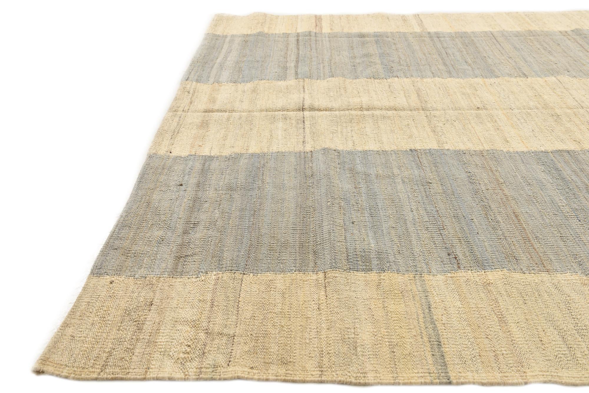 4' 9 x 6' 3 Hand Woven Kilim Modern Wool Rug
