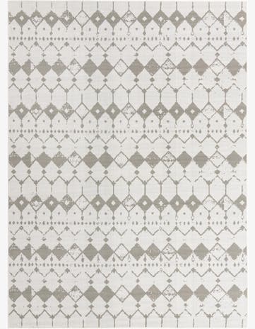 Ivory and Gray Easy-Clean Trellis Indoor / Outdoor Rug