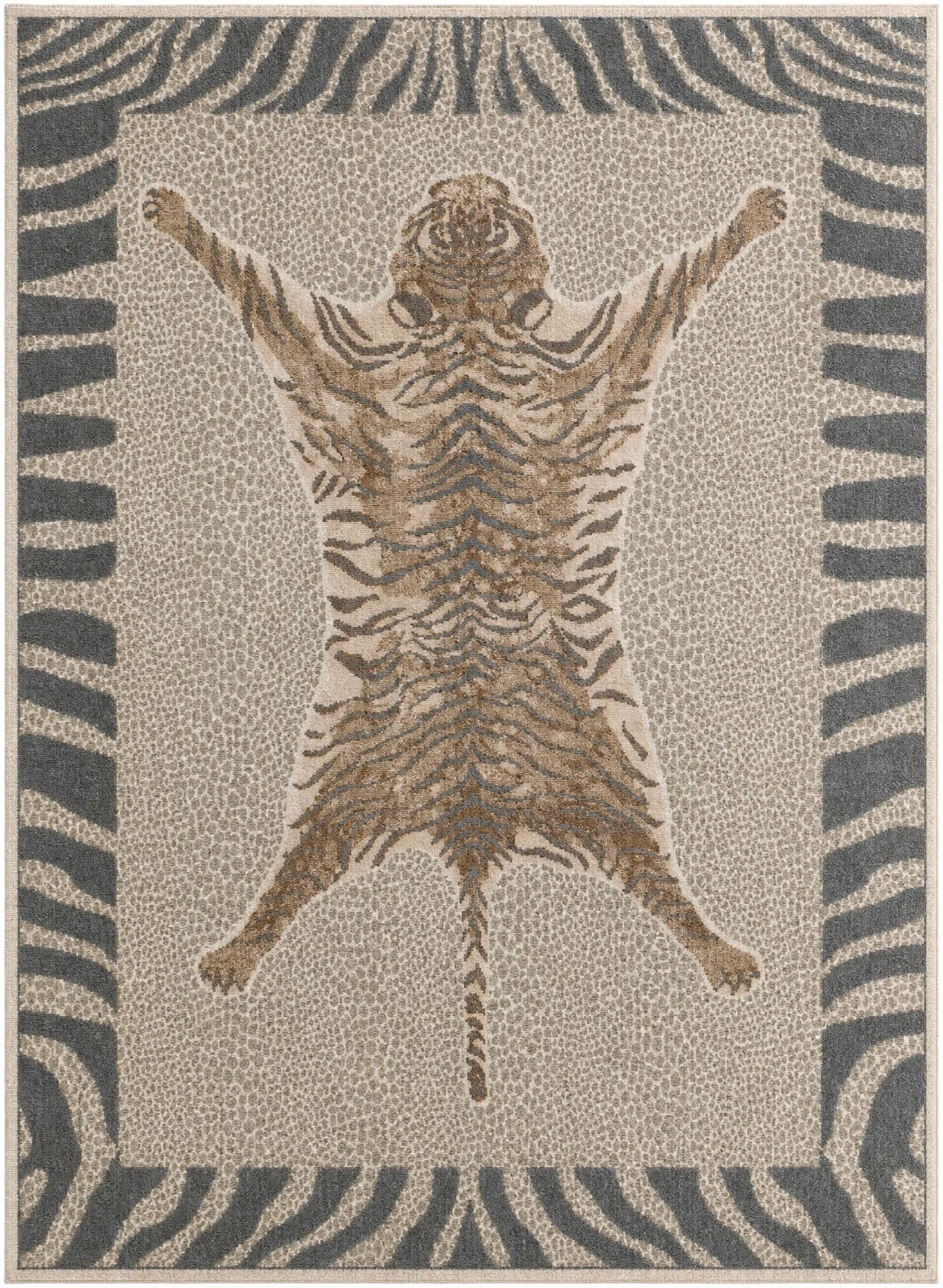 Ivory and Gray Safari Teppich