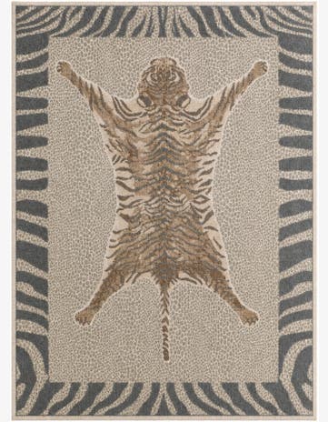 Ivory and Gray Safari Teppich