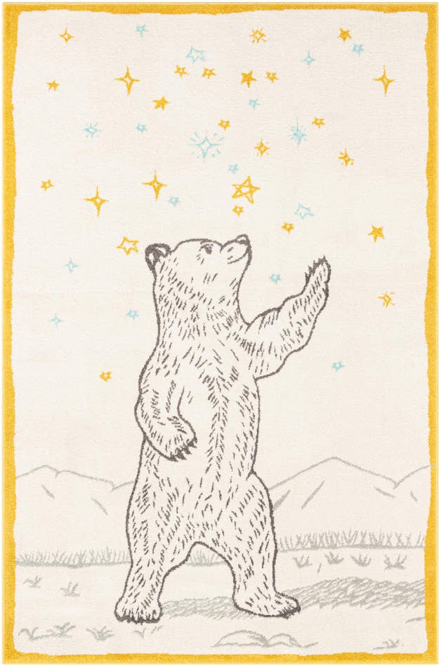 Detail image of 5' 3 x 8' Bear Whimsy Kids Rug