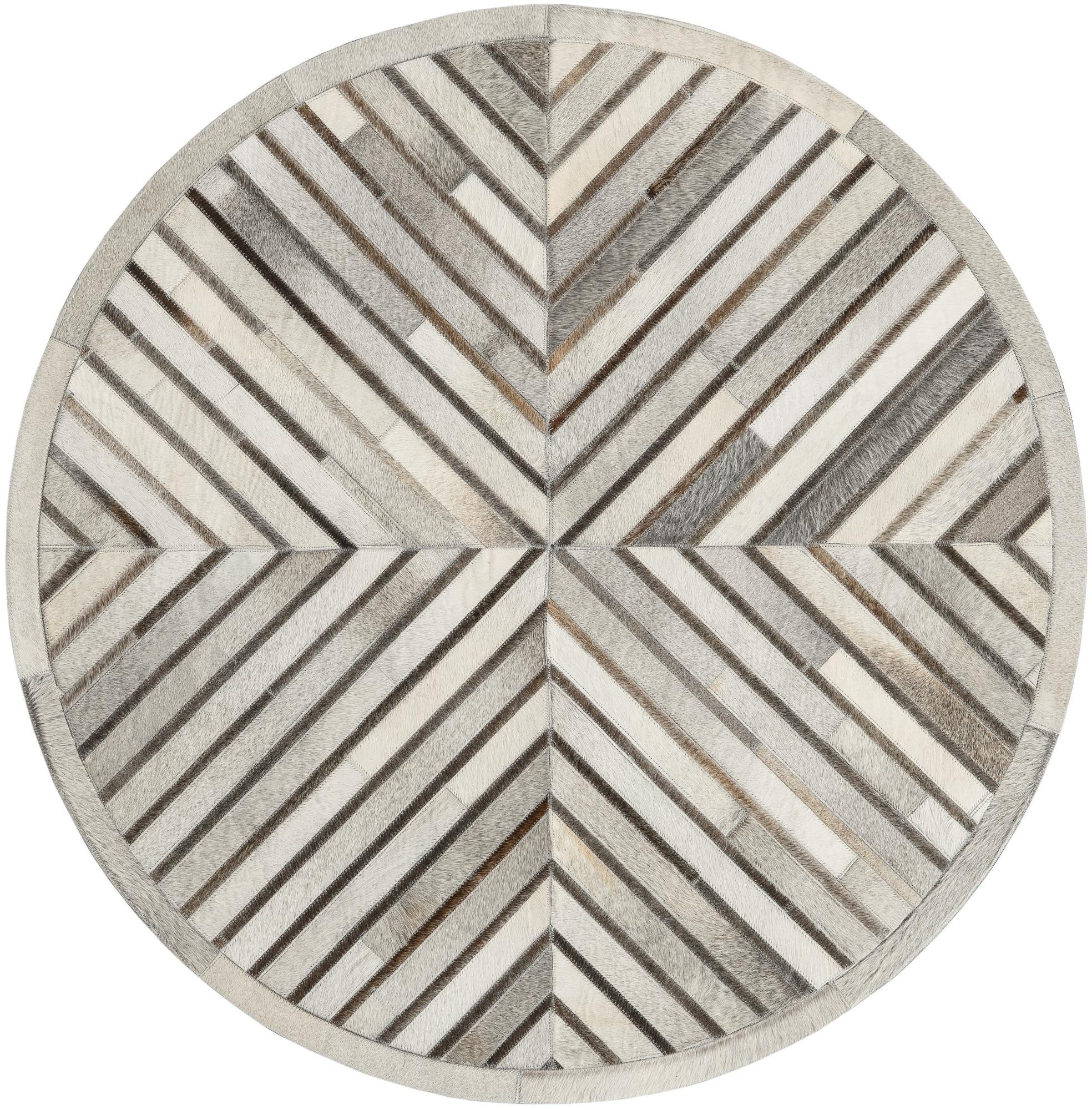 4' 1 x 4' 1 Cowhide Leather Round Rug