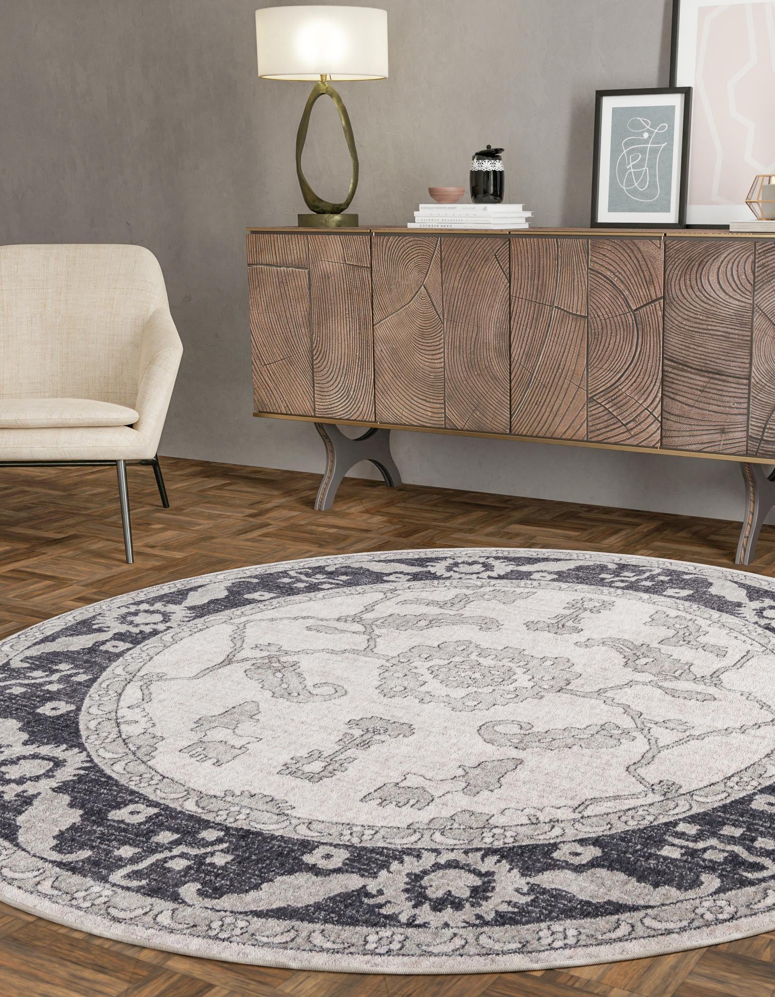 3' 3 x 3' 3 Eco Traditional Round Rug