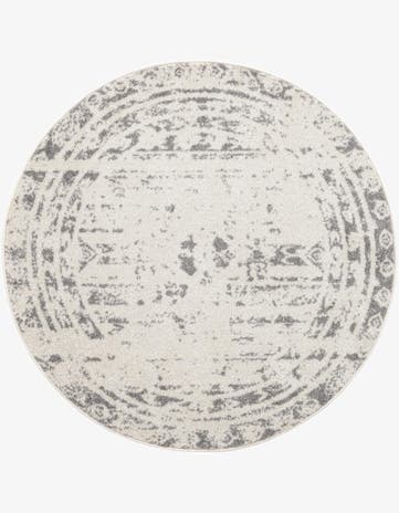 Ivory and Gray Lennon Round Rug