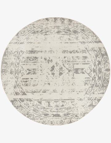 Ivory and Gray Lennon Round Rug