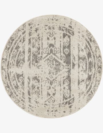 Ivory and Gray Lennon Round Rug