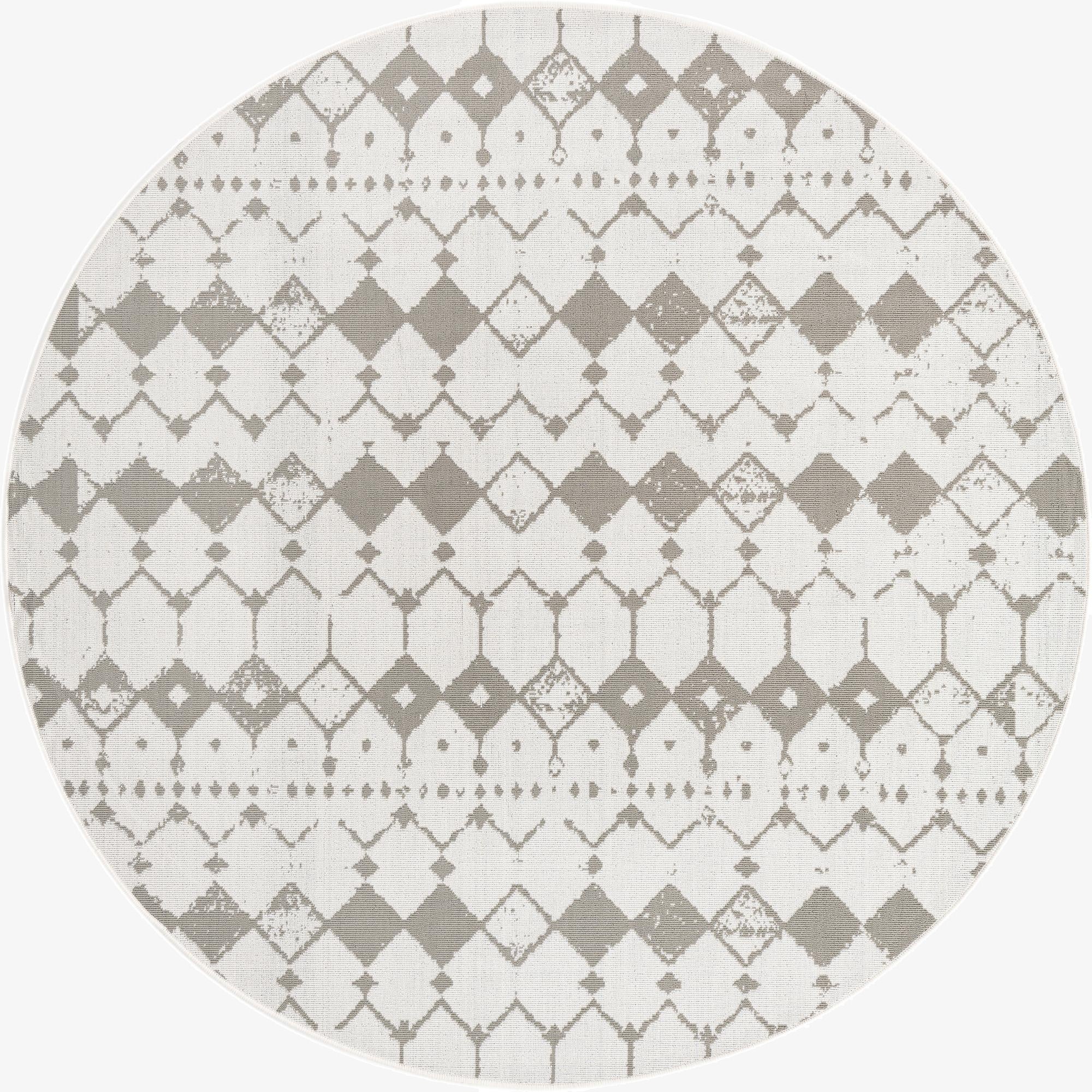 7' x 7'  Washable Trellis Indoor / Outdoor Round Rug