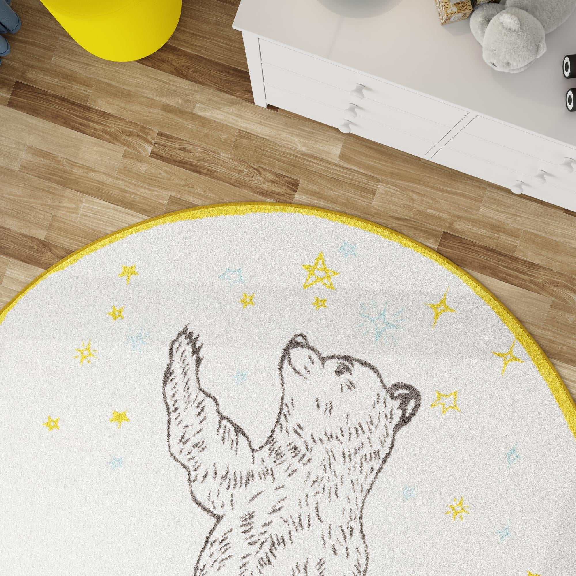7' 10 x 7' 10 Bear Whimsy Kids Round Rug