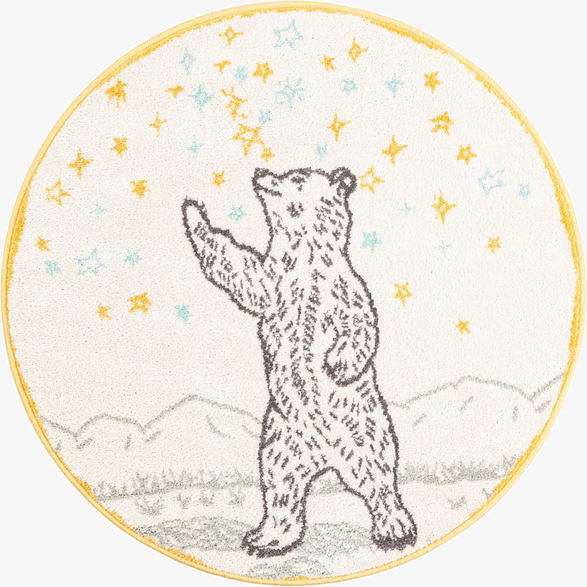 3' 3 x 3' 3 Bear Whimsy Kids Round Rug