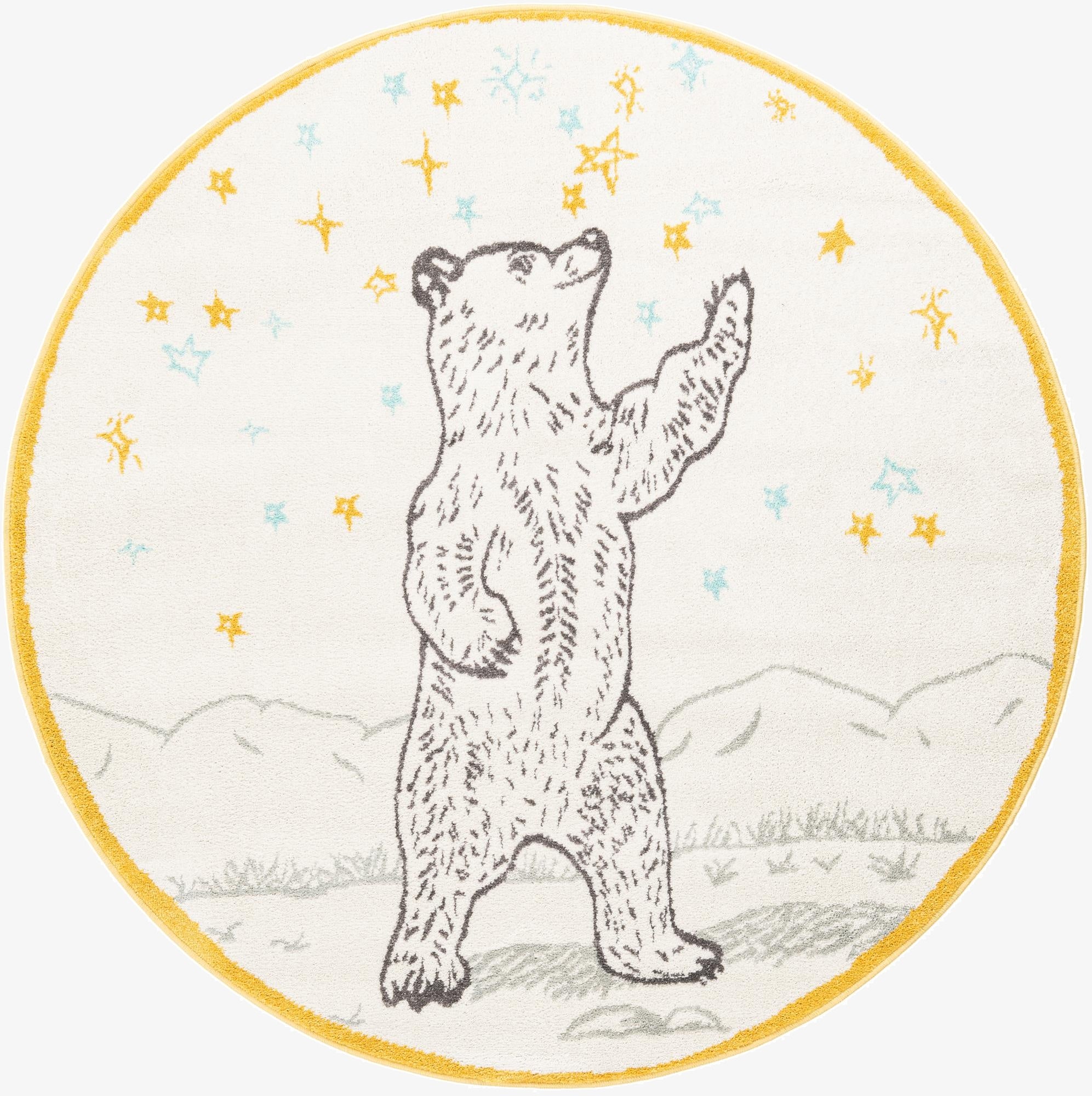 5' 3 x 5' 3 Bear Whimsy Kids Round Rug