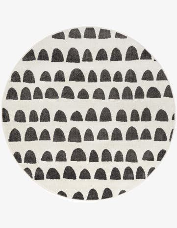 Ivory and Gray Whimsy Kids Round Rug