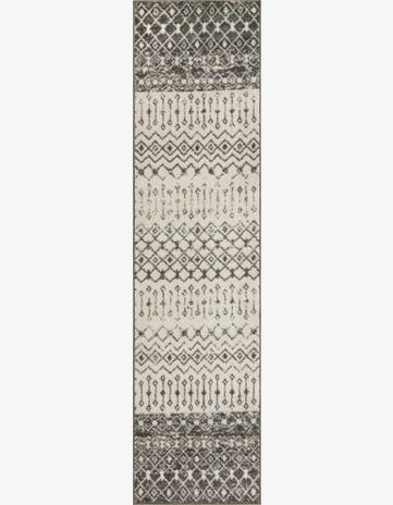 Ivory and Gray Moroccan Trellis Runner Rug