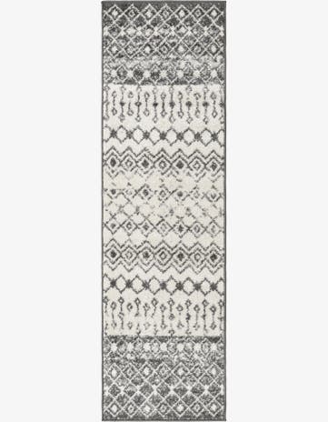 Ivory and Gray Moroccan Trellis Runner Rug
