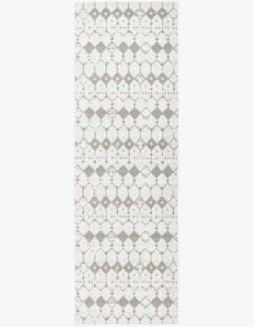 Ivory and Gray Easy-Clean Lattice Indoor / Outdoor Runner Rug