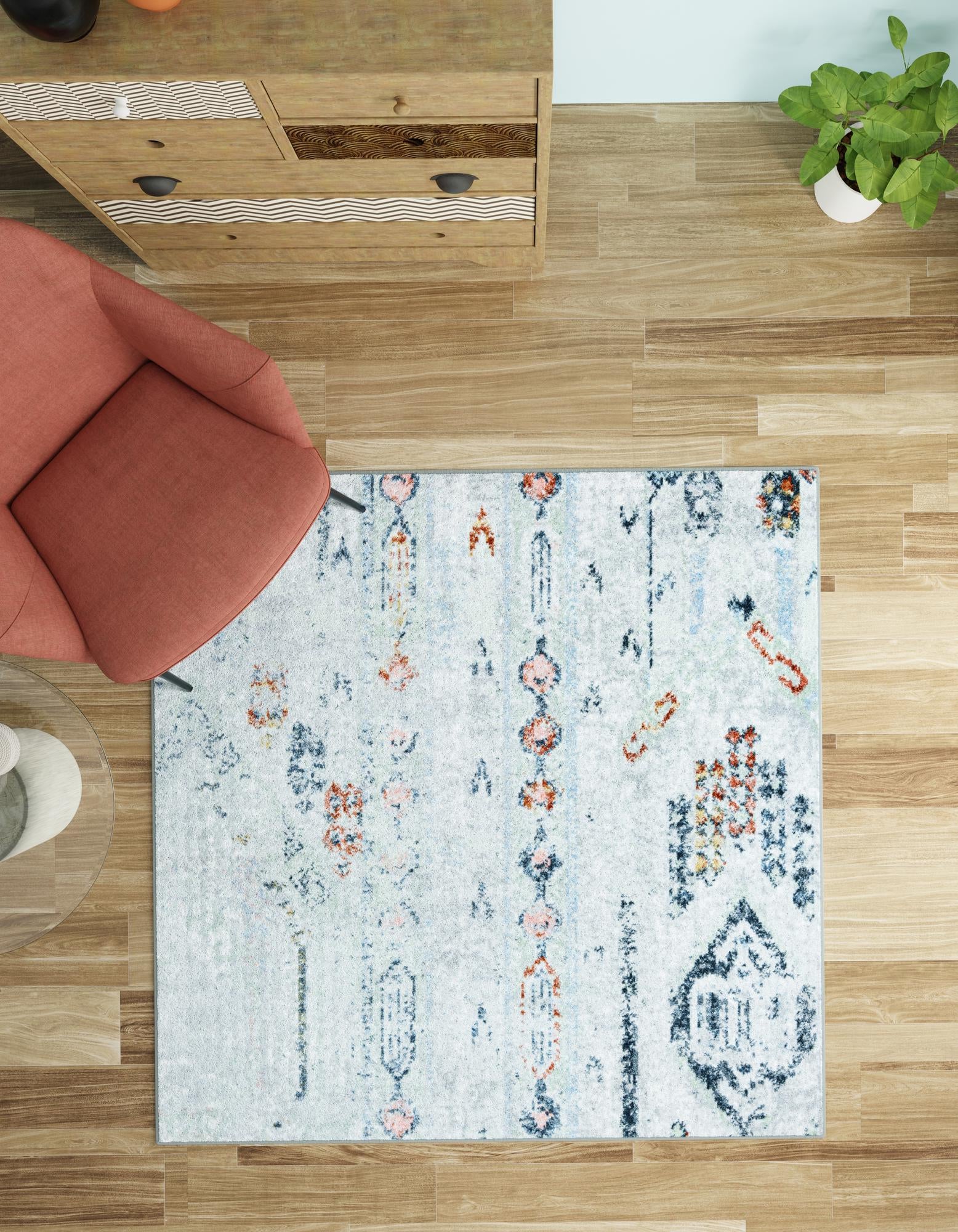 5' 3 x 5' 3 Kamala Washable Square Rug