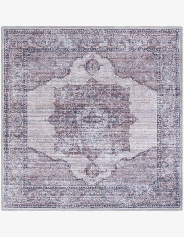 Ivory and Gray Washable Mangata Square Rug