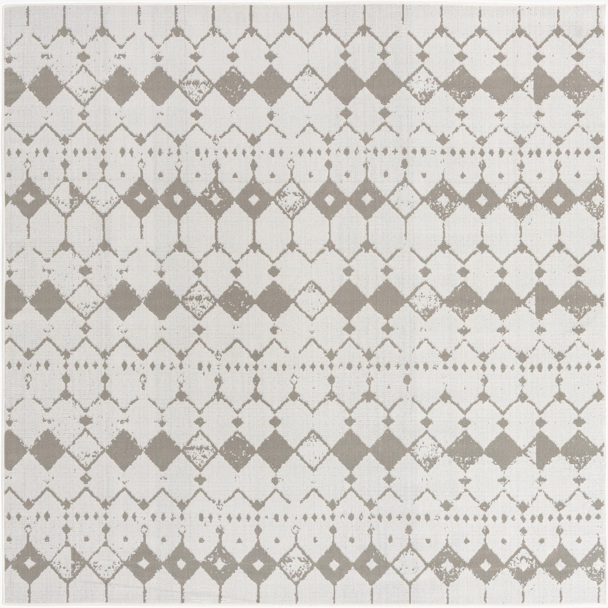 7' 10 x 7' 10 Washable Lattice Indoor / Outdoor Square Rug