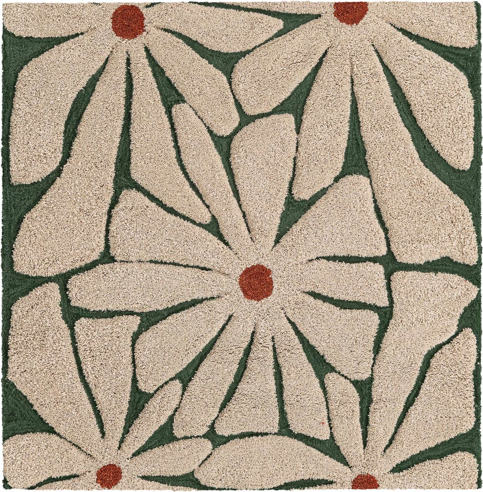 5' 1 x 5' 1 Handtufted Wool Square Rug