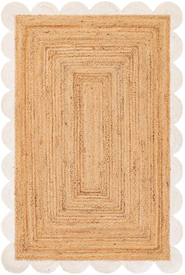 Detail image of 4' 1 x 6' 1 Handmade Scallop Braided Jute Rug