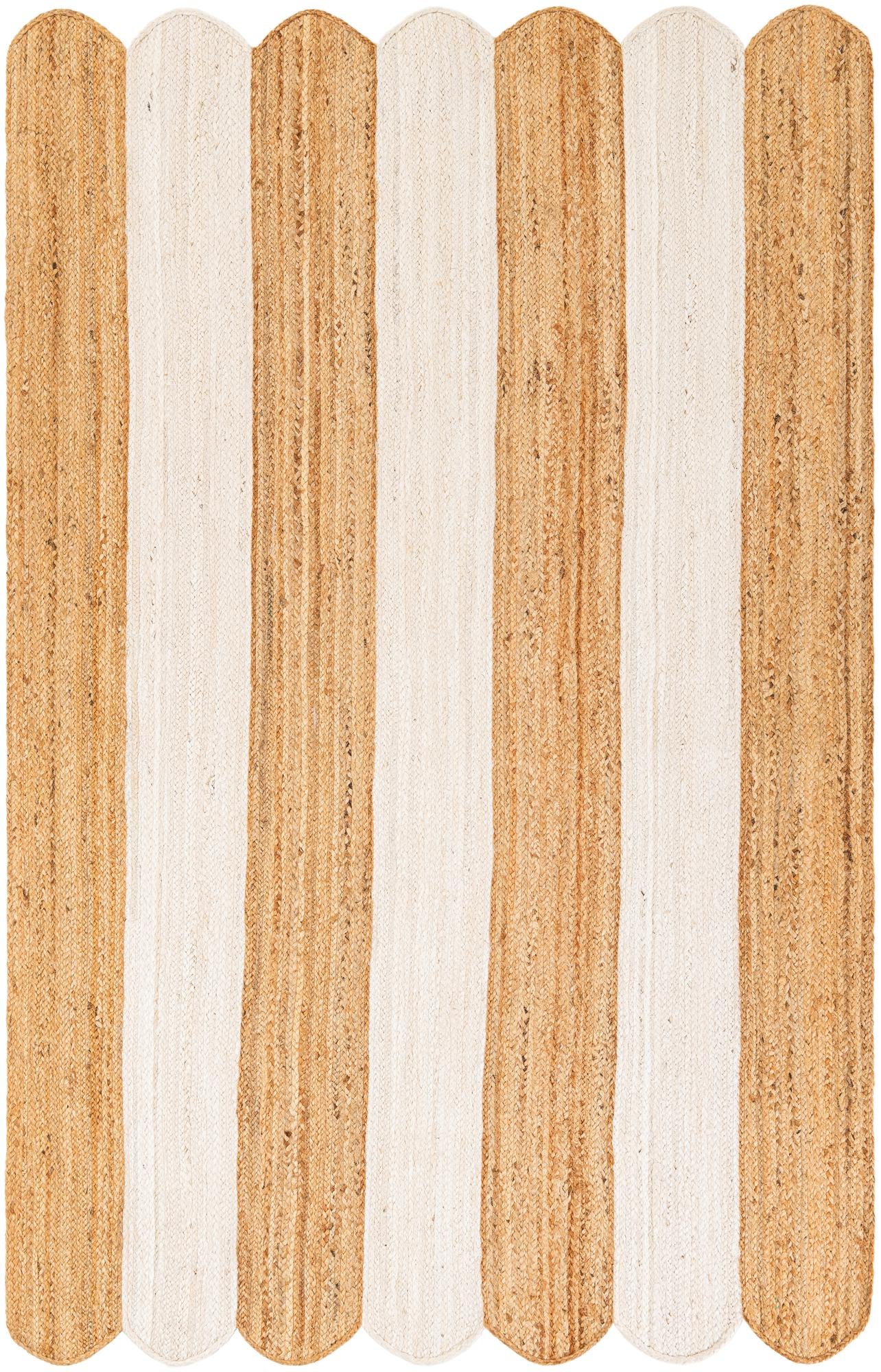 5' 1 x 8' Handmade Scallop Braided Jute Rug
