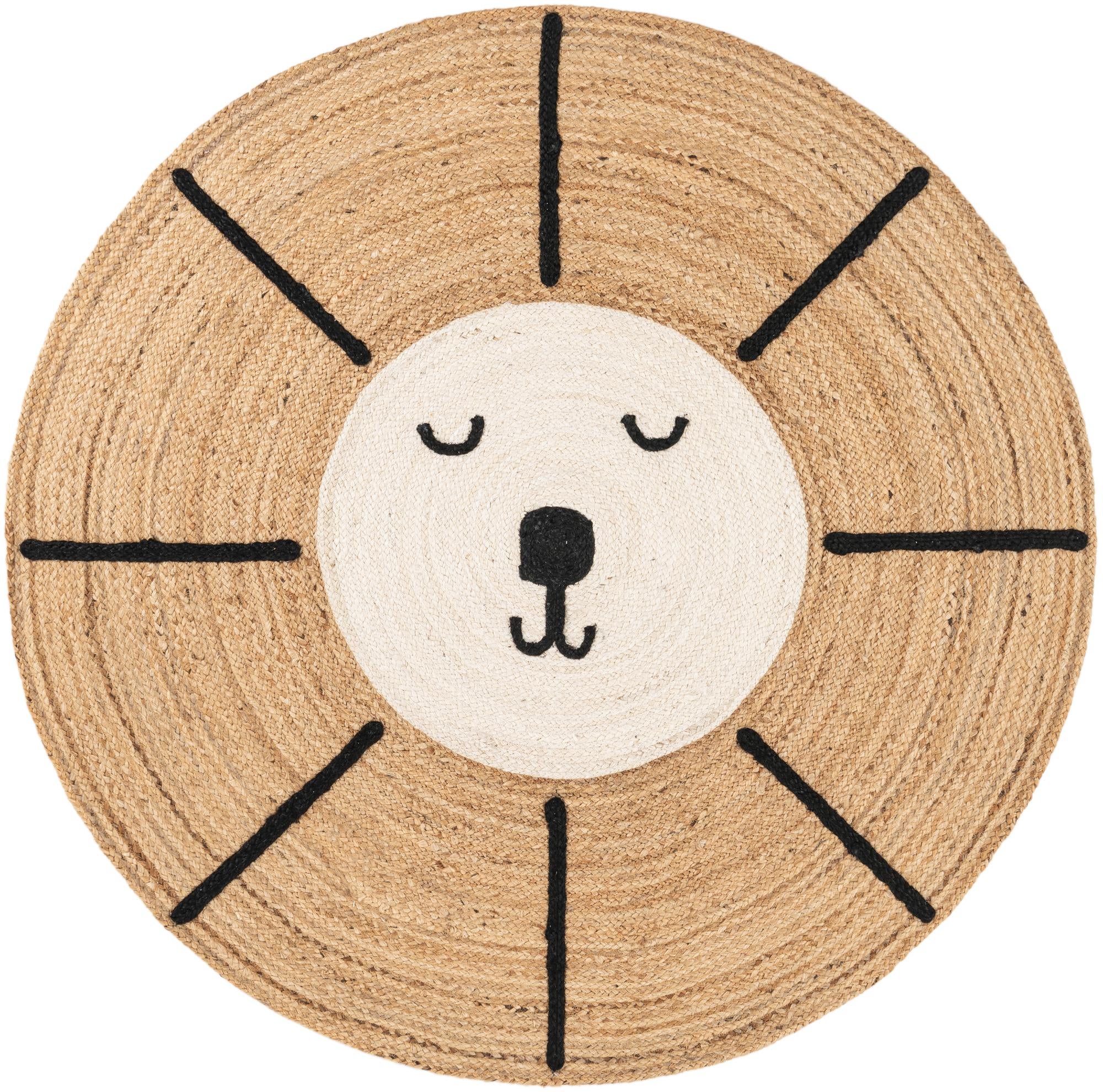 5' 1 x 5' 1 Hand Braided Kids Braided Jute Round Rug