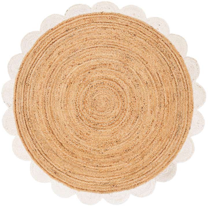 155cm x 155cm Handmade Scallop Braided Jute Round Rug