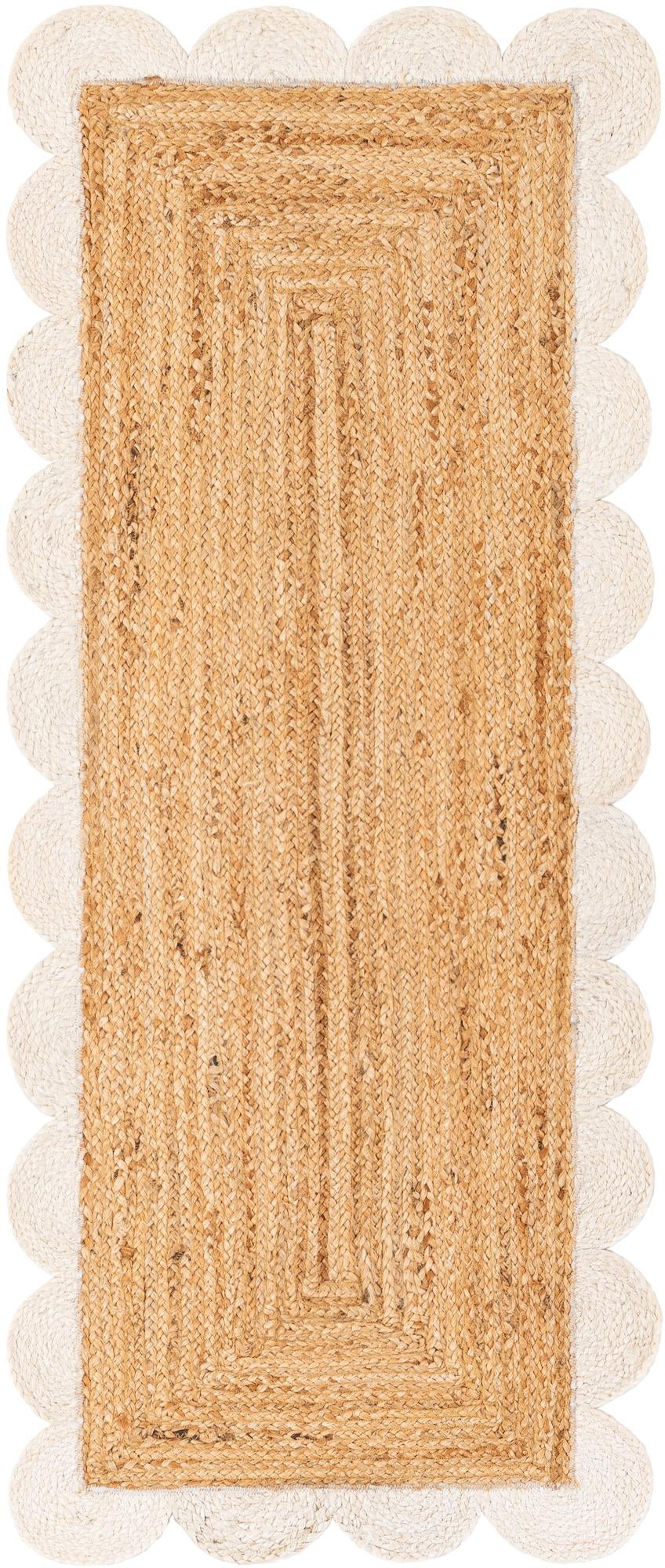 2' x 5' 1 Handmade Scallop Braided Jute Runner Rug