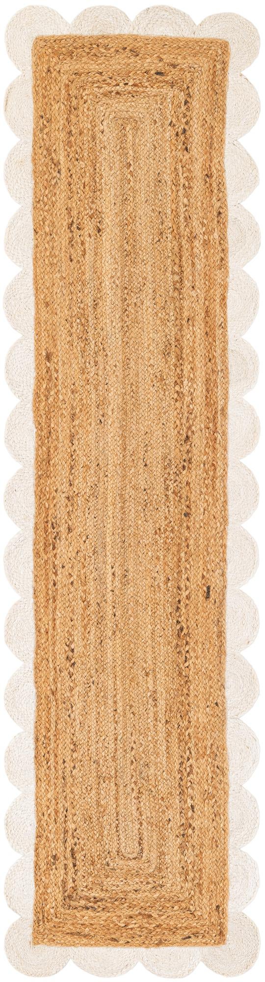 2' x 8' Handmade Scallop Braided Jute Runner Rug
