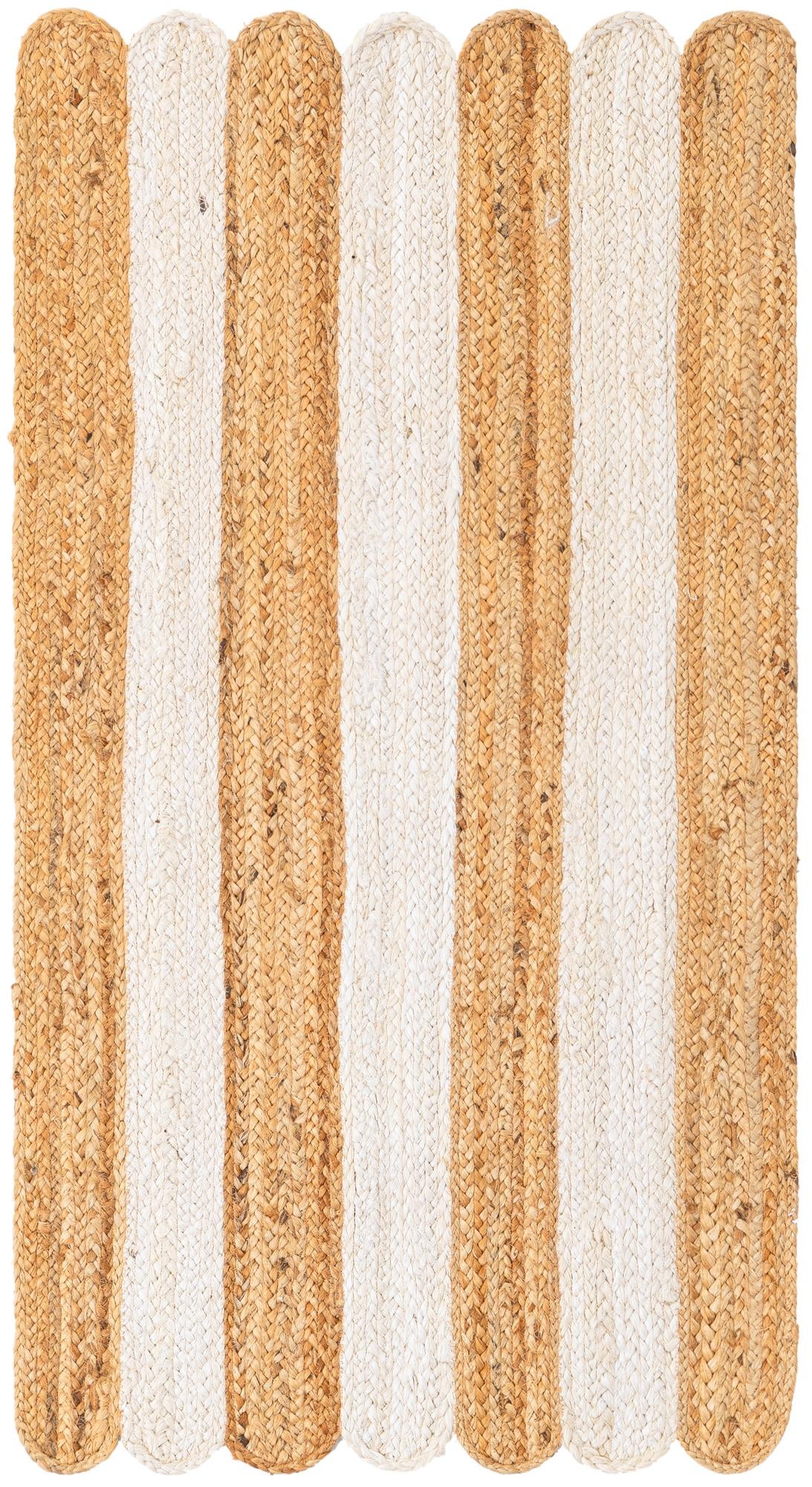 2' x 4' 1 Handmade Scallop Braided Jute Runner Rug
