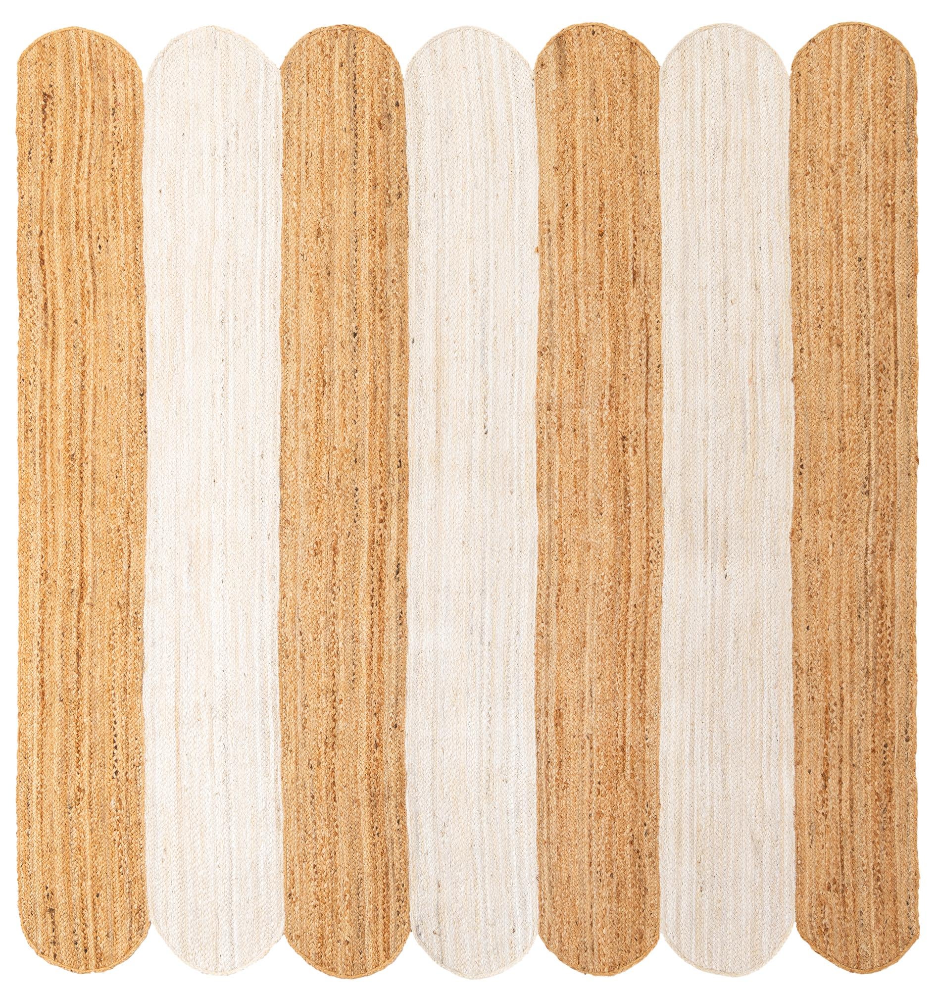8' x 8' Handmade Scallop Braided Jute Square Rug