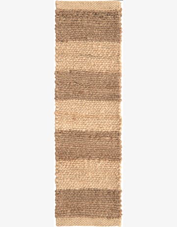 Ivory and Natural Hand Woven Braided Jute Stair Rug