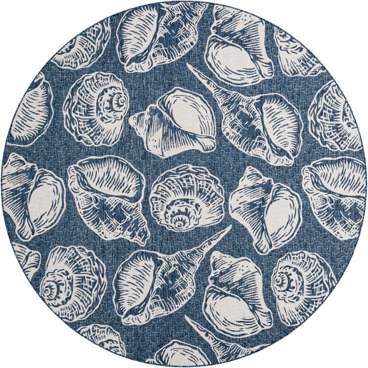 Detail image of 10' x 10' Easy-Clean Coastal Indoor / Outdoor Round Rug