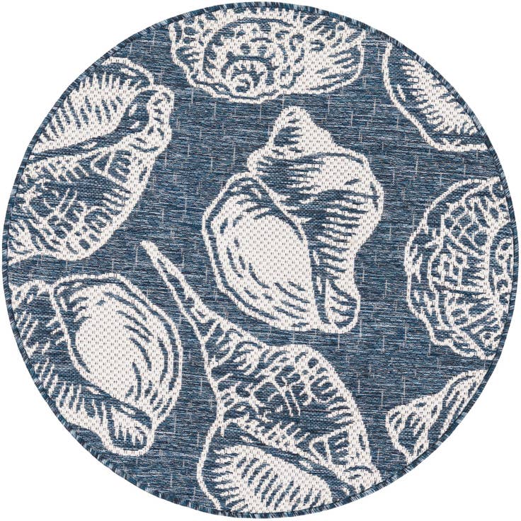 Detail image of 3' x 3' Easy-Clean Coastal Indoor / Outdoor Round Rug