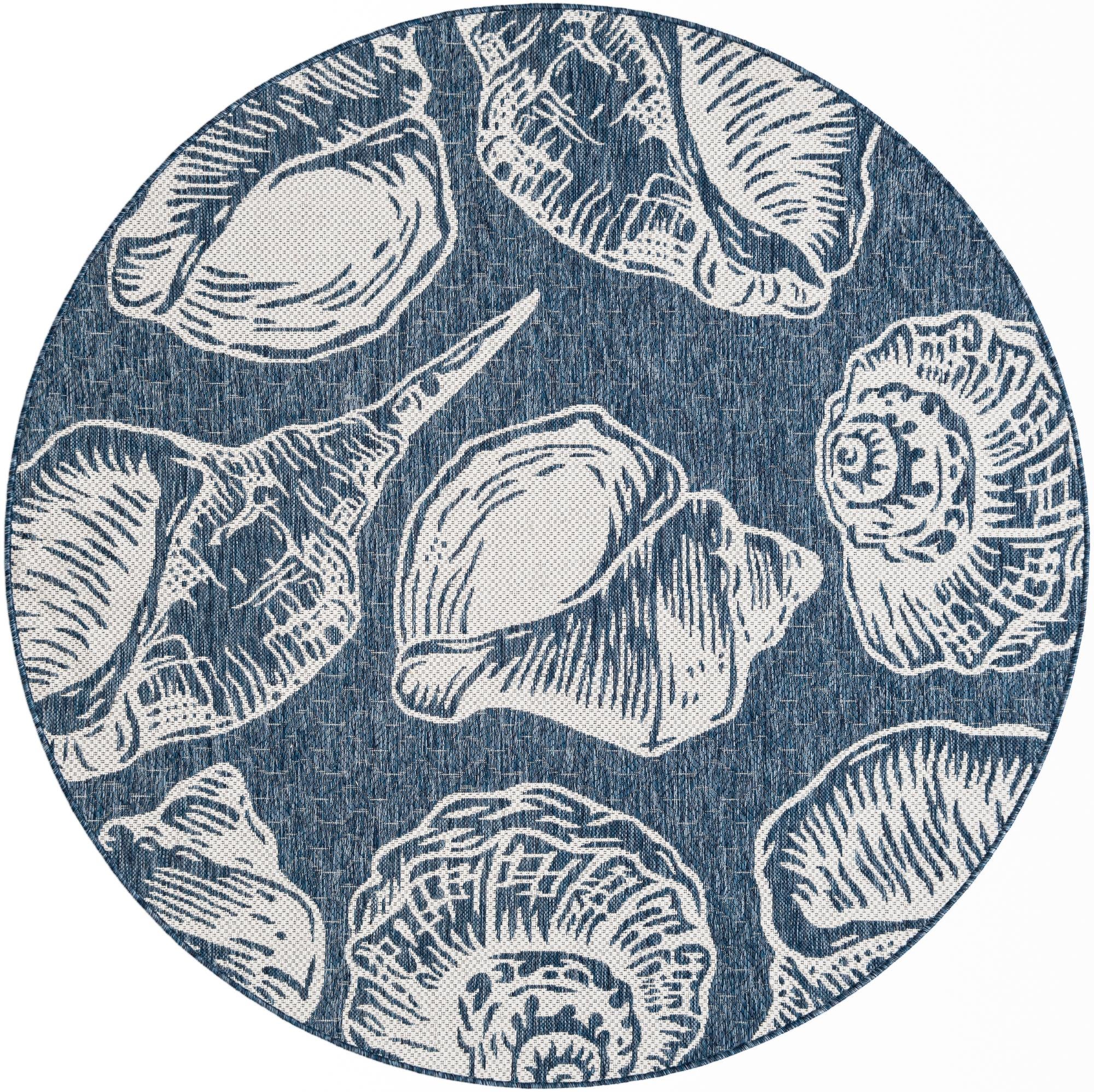 6' x 6' Easy-Clean Coastal Indoor / Outdoor Round Rug
