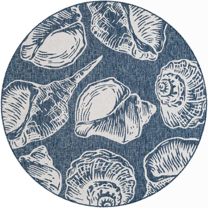 6' x 6' Easy-Clean Coastal Indoor / Outdoor Round Rug