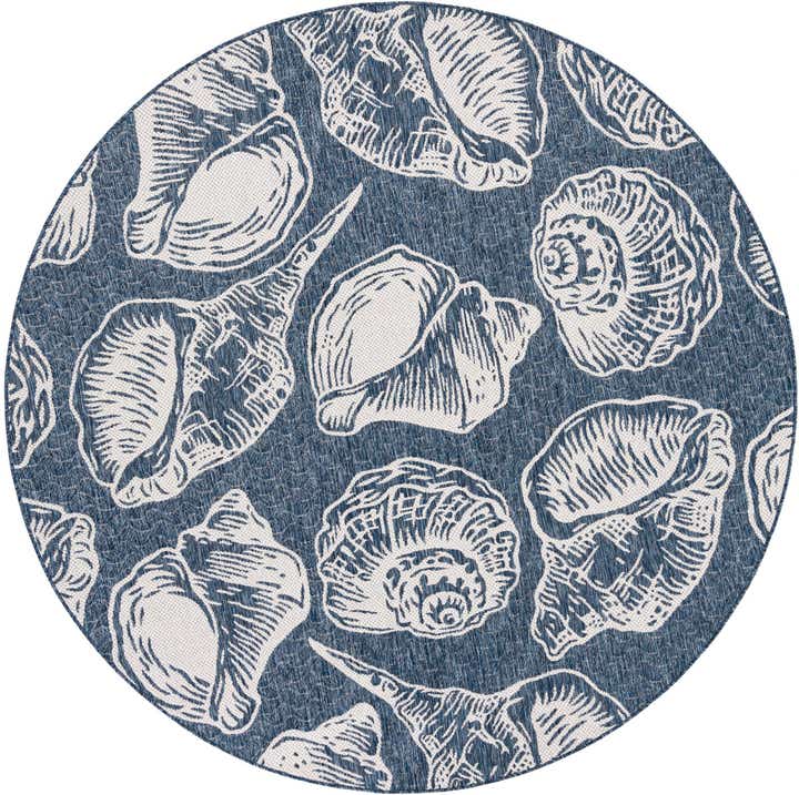 7' 10 x 7' 10 Easy-Clean Coastal Indoor / Outdoor Round Rug