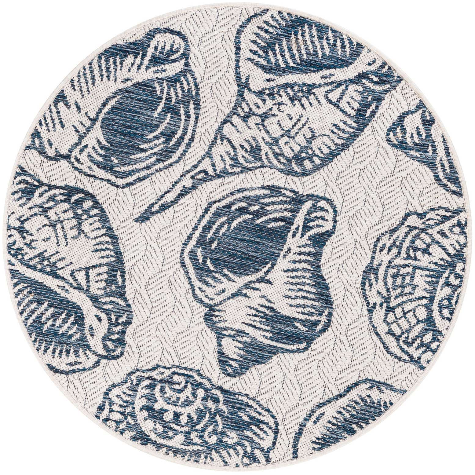 3' x 3' Easy-Clean Coastal Indoor / Outdoor Round Rug