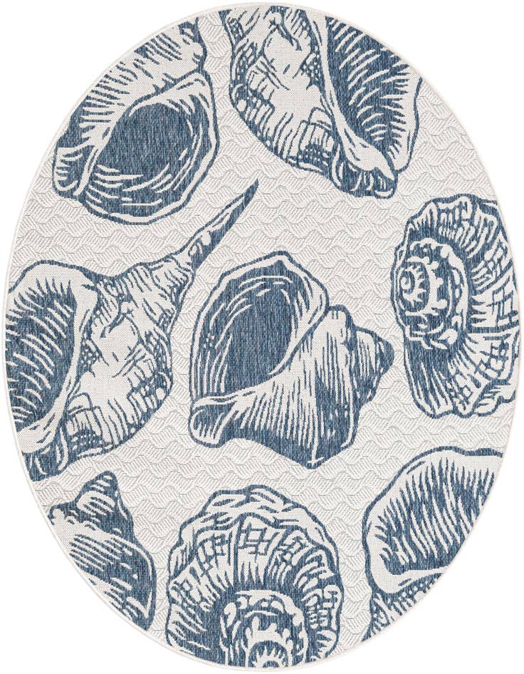 Detail image of 6' x 6' Easy-Clean Coastal Indoor / Outdoor Round Rug