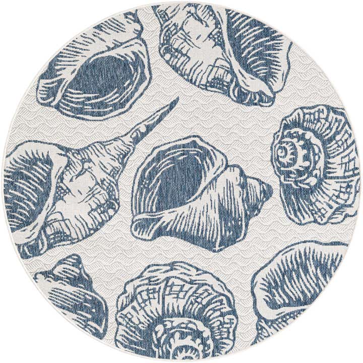 6' x 6' Easy-Clean Coastal Indoor / Outdoor Round Rug