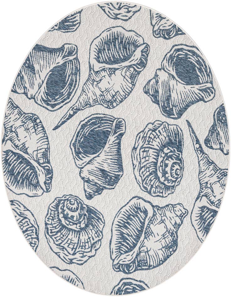 Detail image of 7' 10 x 7' 10 Easy-Clean Coastal Indoor / Outdoor Round Rug