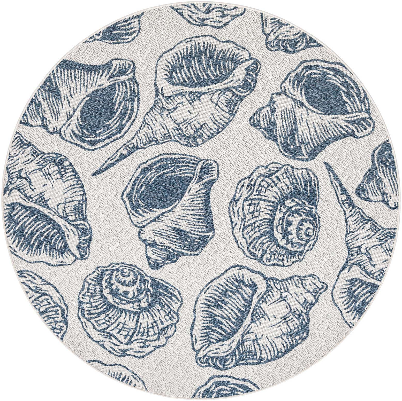 7' 10 x 7' 10 Easy-Clean Coastal Indoor / Outdoor Round Rug