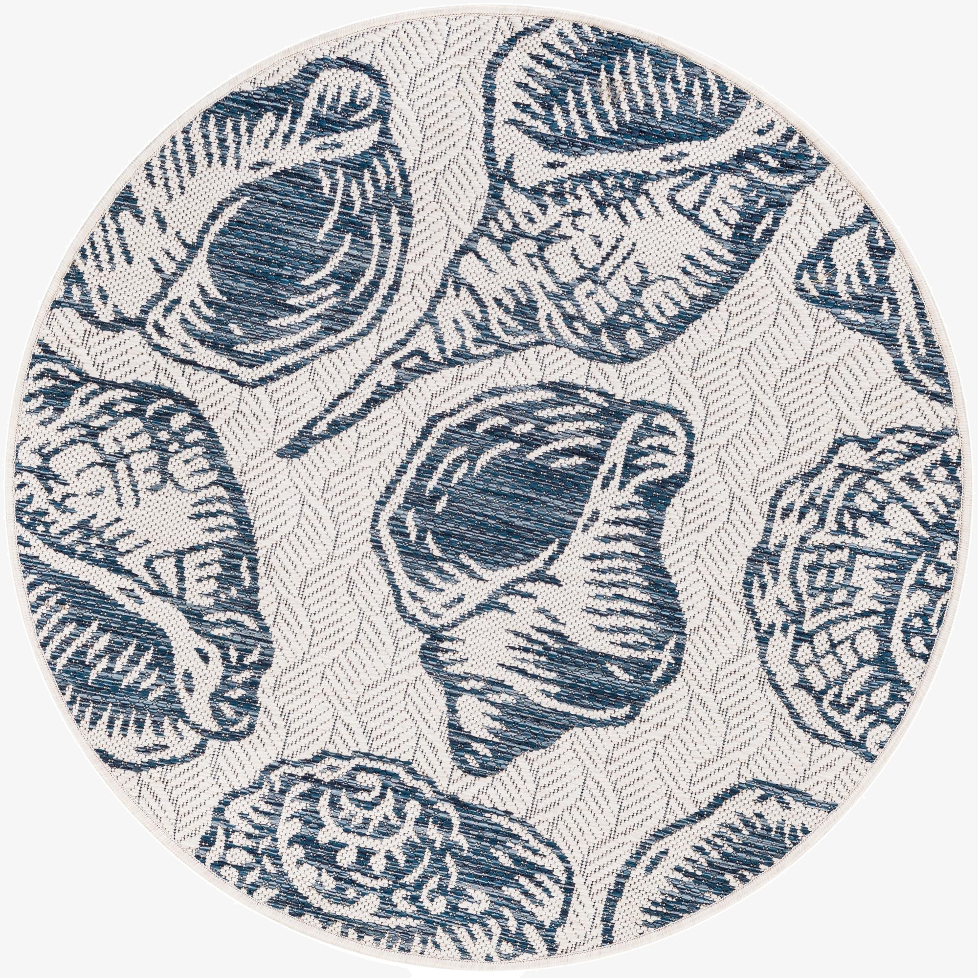 3' x 3'  Washable Coastal Indoor / Outdoor Round Rug