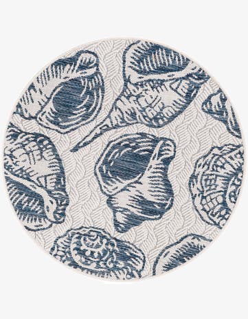 3' x 3' Easy-Clean Coastal Indoor / Outdoor Round Rug