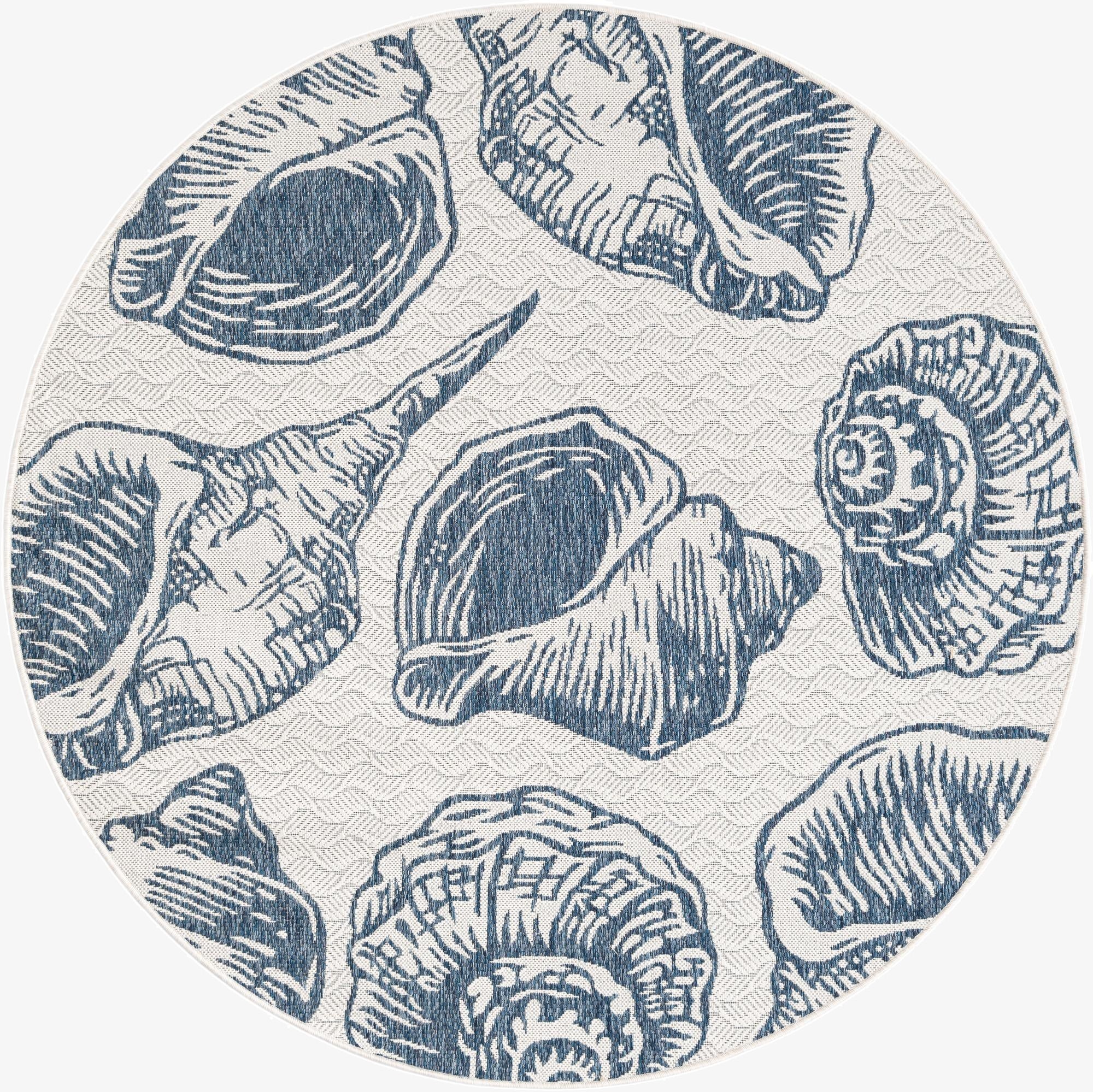 6' x 6'  Washable Coastal Indoor / Outdoor Round Rug